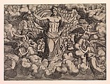 The Apostles Looking at Christ and the Virgin in a Glory of Angels (top right plate), Léon Davent  French, Etching