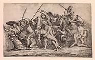 Achilles Removing Patroclus' Body From the Battle, Léon Davent  French, Etching