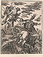 Rape of Persephone with Pluto on horseback at right, Giuseppe Scolari (Italian, active Venice, 1562–1607), Woodcut