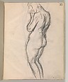 Album of Forty-five Figure Studies, Edgar Degas (French, Paris 1834–1917 Paris), Black chalk on thin, eggshell paper