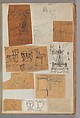 Page from a Scrapbook containing Drawings and Several Prints of Architecture, Interiors, Furniture and Other Objects, Charles Percier  French, Pen and black and gray ink, graphite, black chalk