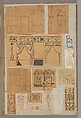 Page from a Scrapbook containing Drawings and Several Prints of Architecture, Interiors, Furniture and Other Objects, Charles Percier French, Pen and black and gray ink, graphite, black chalk