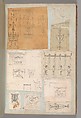 Page from a Scrapbook containing Drawings and Several Prints of Architecture, Interiors, Furniture and Other Objects, Charles Percier  French, Pen and black and gray ink, graphite, black chalk