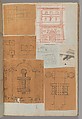 Page from a Scrapbook containing Drawings and Several Prints of Architecture, Interiors, Furniture and Other Objects, Charles Percier  French, Pen and black and gray ink, graphite, black chalk