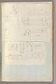 Page from a Scrapbook containing Drawings and Several Prints of Architecture, Interiors, Furniture and Other Objects, Charles Percier French, Pen and black and gray ink, graphite, black chalk