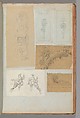 Page from a Scrapbook containing Drawings and Several Prints of Architecture, Interiors, Furniture and Other Objects, Charles Percier  French, Pen and black and gray ink, graphite, black chalk