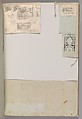 Page from a Scrapbook containing Drawings and Several Prints of Architecture, Interiors, Furniture and Other Objects, Workshop of Charles Percier (French, Paris 1764–1838 Paris), Pen and black and gray ink, graphite, black chalk