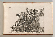 Design for a Rocaille Cartouche with the Figure of Prudentia, Plate 1 from an untitled series with architectural cartouches and allegorical figures, Jacob Gottlieb Thelot Central European, Etching