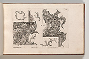 Suggestion for the Decoration of Lower Right and Top Right of a Framel, Plate 1 from an Untitled Series with Rocailles Ornaments for Window, Pier Glass and Door Frames', Jeremias Wachsmuth German, Etching