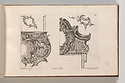 Suggestion for the Decoration of Lower Right and Top Right of a Framel, Plate 2 from an Untitled Series with Rocailles Ornaments for Window, Pier Glass and Door Frames, Jeremias Wachsmuth German, Etching