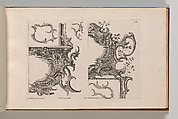 Suggestion for the Decoration of Lower Right and Top Right of a Framel, Plate 4 from an Untitled Series with Rocailles Ornaments for Window, Pier Glass and Door Frames, Jeremias Wachsmuth German, Etching