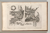 Suggestion for the Decoration of the Lower and Top Right of a Frame Combined with Several Additional Ornaments, Plate 3 from: 'Unterschidliche Auszierungen zu Thüren und Fenster, etc. etc. sehr nutzlich zu gebrauchen', Jeremias Wachsmuth German, Etching
