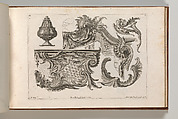 Suggestion for the Decoration of the Lower and Top Right of a Frame Combined with Several Additional Ornaments, Plate 2 from: 'Unterschidliche Auszierungen zu Thüren und Fenster, etc. etc. sehr nutzlich zu gebrauchen', Jeremias Wachsmuth German, Etching