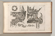 Suggestion for the Decoration of the Lower and Top Right of a Frame Combined with Several Additional Ornaments, Plate 3 from: 'Unterschidliche Auszierungen zu Thüren und Fenster, etc. etc. sehr nutzlich zu gebrauchen', Jeremias Wachsmuth German, Etching