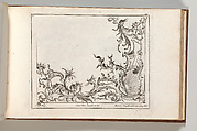 Design for the Decoration of the Lower Right Corner of a Ceiling, Plate 4 from: 'Unterschiedliche neü inventirte Decken oder Plafond.', Carl Pier  German, Etching