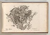 Design for a Cartouche and Representation of 'Hearing', Plate 3 from 'Neu Inventierte auf die artigste Facon Sehr nutzliche Schild.', Johann Georg Pintz  Central European, Etching