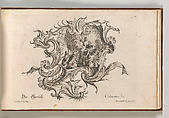 Design for a Cartouche and Representation of 'Smell', Plate 5 from 'Neu Inventierte auf die artigste Facon Sehr nutzliche Schild.', Johann Georg Pintz  Central European, Etching