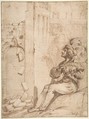 Amphion Building the Walls of Thebes, Giovanni Luigi Valesio Italian, Pen and brown ink