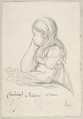 Portrait of Juliane Sophie Heger as a Child, leaning on a Table, Johan Christian Dahl  Norwegian, Graphite, pen and brown ink