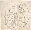 Hermes and Athena (?), Anonymous, German, 19th century German, Engraving