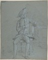 Seated Gentleman Holding a Pipe (recto); Half-Length Study of the Same Man (verso), Francisco Bayeu y Subias  Spanish, Black chalk, highlighted with white chalk, on blue paper (recto); black chalk highlighted with white (verso)