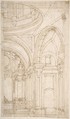 Design for the Interior of the East End of a Church, Melchor de Aguirre  Spanish, Graphite, pen and brown ink. Laid down