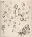 Sketches of Voltaire at Age Eighty-One, Baron Dominique Vivant Denon (French, Givry 1747–1825 Paris), Etching