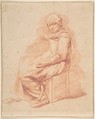 Seated Young Woman, Gerrit Adriaensz Berckheyde (Dutch, Haarlem 1638–1698 Haarlem), Red chalk, framing lines in black chalk