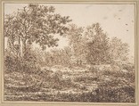 Dune Landscape with Trees, Adriaen Hendriksz. Verboom Dutch, Pen and brown ink; framing lines in pen and brown ink