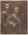 Portrait of Two Men, Jan de Bisschop Dutch, Brush and brown wash, over black chalk