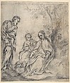 The Youthful Baptist with his Parents, Antonio del Castillo y Saavedra  Spanish, Pen and black ink with reworking in pen and brown ink, brush and gray wash on light tan paper. Composition outlined at top and right side with lines in pen and black ink