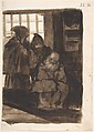 Monks in an interior (a cell?); page 33 from the "Images of Spain" Album (F), Goya (Francisco de Goya y Lucientes)  Spanish, Brush and brown wash