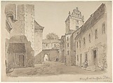 View of the Courtyard of the Castle at Döben, Carl Gustav Carus German, Graphite and brush and brown wash