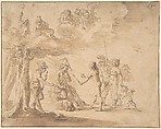 Judgment of Paris, Anonymous, Dutch, 17th century ? Dutch, Pen and brown ink, brush and brown wash.