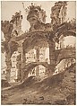Colosseum, Bartholomeus Breenbergh Dutch, Pen and brown ink, brush and brown wash