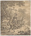 Landscape with Shepherds and their Flock, Adriaen van der Cabel  Dutch, pen and brown ink and brown wash over graphite