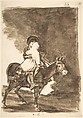 A man and a woman riding a mule; page 36 from the "Images of Spain" Album (F), Goya (Francisco de Goya y Lucientes) (Spanish, Fuendetodos 1746–1828 Bordeaux), Brush and point of brush, gray washes, over touches or red chalk