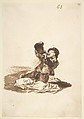 A man on the ground drinking from a wine skin; folio 63 from the "Images of Spain" Album (F), Goya (Francisco de Goya y Lucientes)  Spanish, Brush and brown wash over traces of black chalk