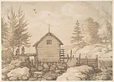 A Mill on Rocks in a River in Norway, Allart van Everdingen  Dutch, Pen and brown ink, brown wash, and black chalk
