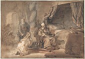 David's Promise to Bathsheba, Gerbrand van den Eeckhout  Dutch, Pen and brown ink, brown wash, over black and red chalk, with framing line in pen and black ink