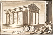 A Reconstruction of the Temple of Fortuna, Jan Goeree  Dutch, Pen and black and brown ink, brush and brown wash, brush and gray ink, over red chalk, traces of black chalk; partly incised?