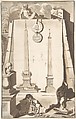 A View of Two Obelisks, One in the Vatican and the Other on the Esqualine Hill, Jan Goeree  Dutch, Pen and black ink, brush and brown and gray wash, over red chalk; incised