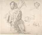 Figures of Monks, Juan Carreño de Miranda Spanish, Black chalk and soft graphite on cream paper