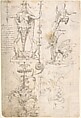 Female Term, seated figure, and fantastical creature (recto); Satyr and study of a woman and child (verso), ? attributed to Andrés de Melgar (Spanish, documented S. Domingo de la Calzada, died after 1554), Pen and brown ink