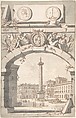View of the Column of Marcus Aurelius, Jan Goeree  Dutch, Red chalk, brush and gray wash, pen and black ink, over traces of black chalk; partially squared in red chalk