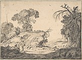 Peasant Couple in an Extensive Landscape, Johannes Goedaert  Dutch, Pen and ink in gray and black, gray wash