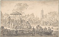 A Fair, Jan van Goyen (Dutch, Leiden 1596–1656 The Hague), Black chalk, brush and gray wash