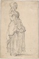 Standing Woman, Jan van Goyen Dutch, Lead and black chalk on paper.