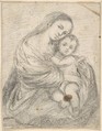 Madonna and Child, Anonymous, Spanish, School of Seville, 17th century  Spanish, Black chalk. On off-white paper