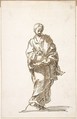 Standing Figure of an Evangelist, Pedro  Duque Cornejo  Spanish, Pen and dark brown ink on ivory paper